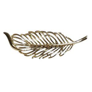 Vintage Gold-Tone Feather Brooch Pin Jewelry Accessory For Women